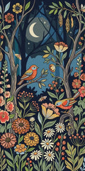 Thumbnail for Two birds and flowers in a nighttime forest paint by numbers.