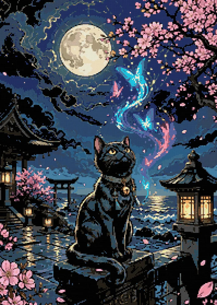 Diamantmönster för Black Cat, Full Moon