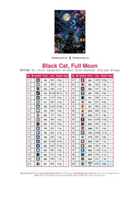 Thumbnail for DMC color chart for Black Cat, Full Moon diamond painting - 40 colors