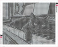 Thumbnail for Diamond painting adhesive canvas preview - Black Cat on the Piano Keys