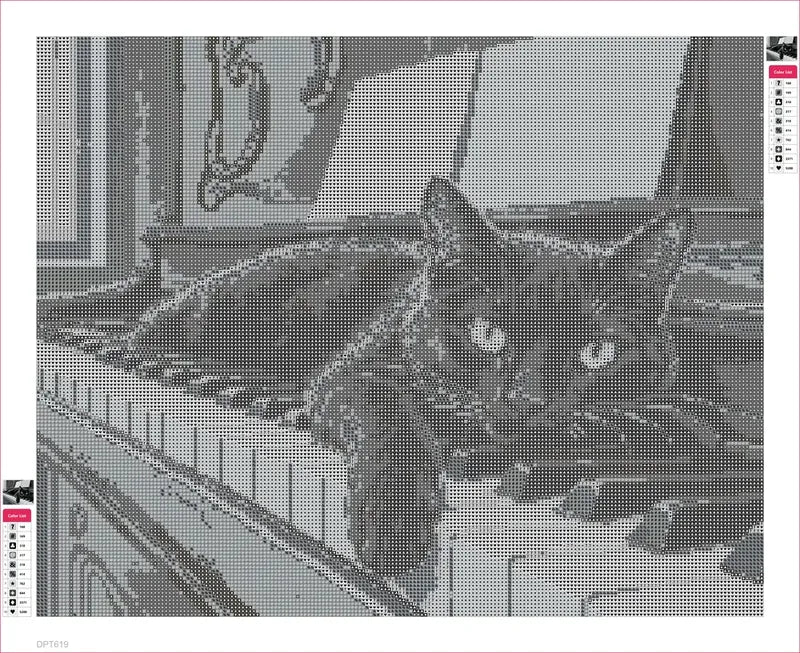 Diamond painting adhesive canvas preview - Black Cat on the Piano Keys