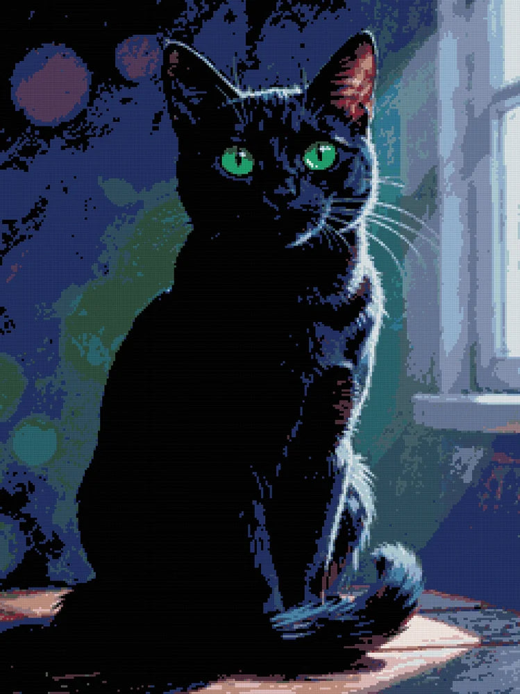 Diamantmönster för Black Cat Portrait