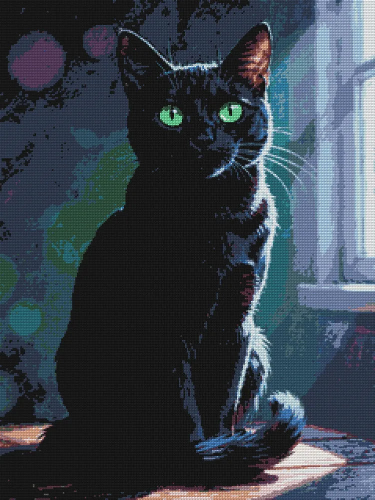 Diamond Pattern - Black Cat Portrait