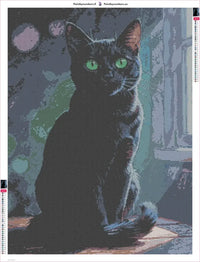 Thumbnail for Black Cat Portrait diamond painting adhesive canvas 60x80cm