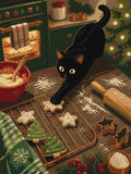 Thumbnail for Black cat and Christmas cookies paint by numbers. Cat in kitchen, festive colors and details.