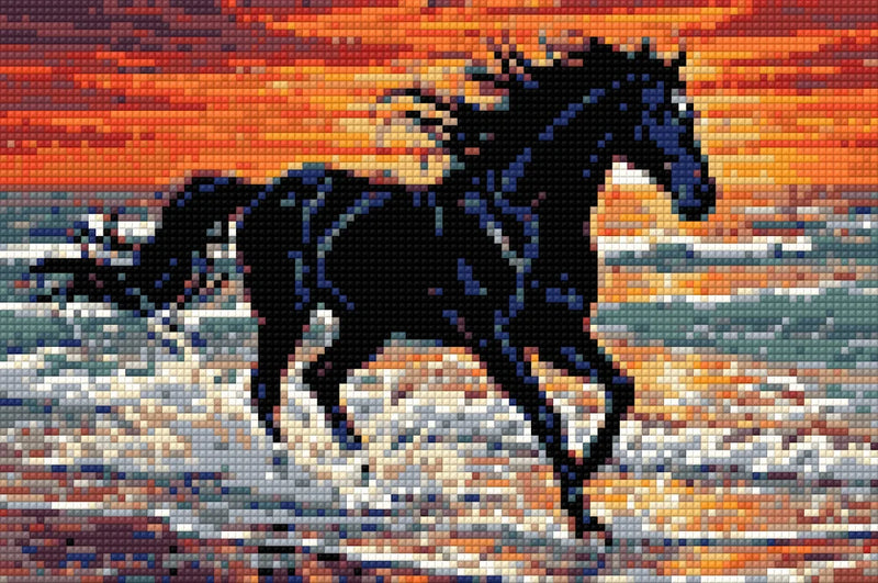 Diamond pattern - Black Horse at Sunset