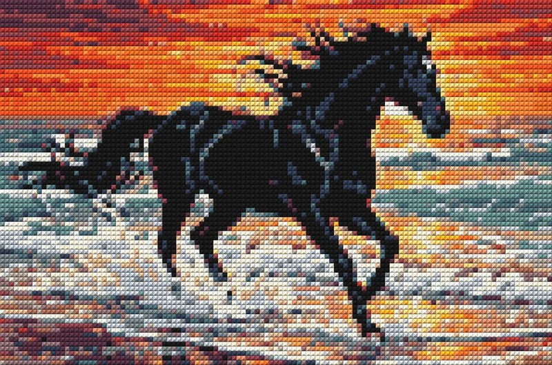 Diamond pattern - Black Horse at Sunset