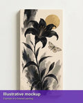 Thumbnail for Illustration of the completed paint by numbers - Black Lily and Moth 80x160cm