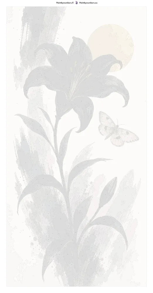 Numbered canvas - Black Lily and Moth 80x160cm
