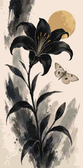 Thumbnail for Black lily and butterfly Paint By Numbers, light background