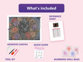 Thumbnail for Contents of the Black Panther 80x60cm diamond painting kit: adhesive canvas, color chart, tools, and diamond bags