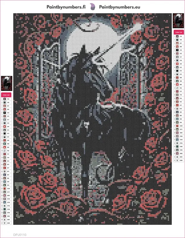 Black Unicorn diamond painting adhesive canvas 30x40cm