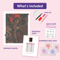 Thumbnail for Blood Moon 60x80cm diamond painting kit contents: adhesive canvas, color chart, tools and diamond bags