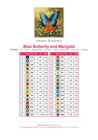 Thumbnail for Color chart for Blue Butterfly and Marigold diamond painting – 32 DMC colors