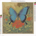 Thumbnail for Blue Butterfly and Marigold diamond painting adhesive canvas 40x40cm