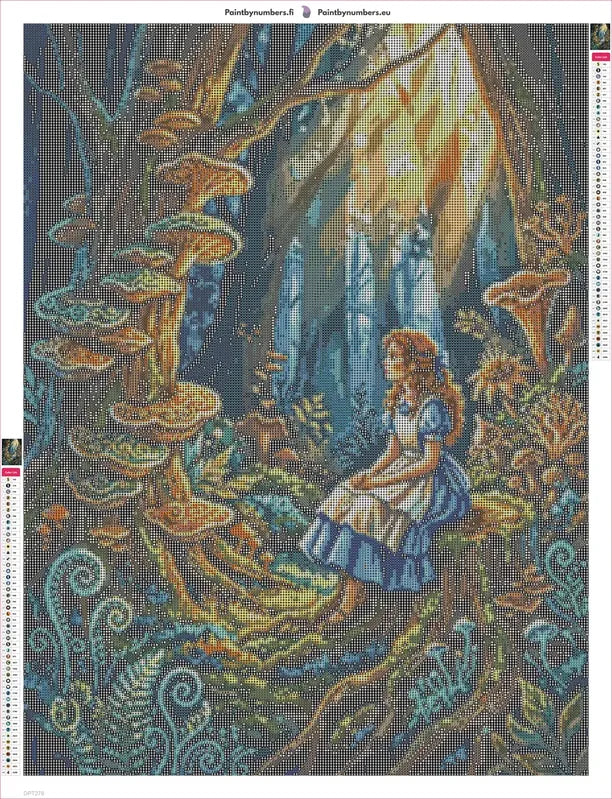 Diamond painting adhesive canvas preview - Blue Dress Girl