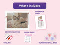 Thumbnail for Blue-Eyed Cat 40x30cm diamond painting kit contents: adhesive canvas, color chart, tools and diamond bags