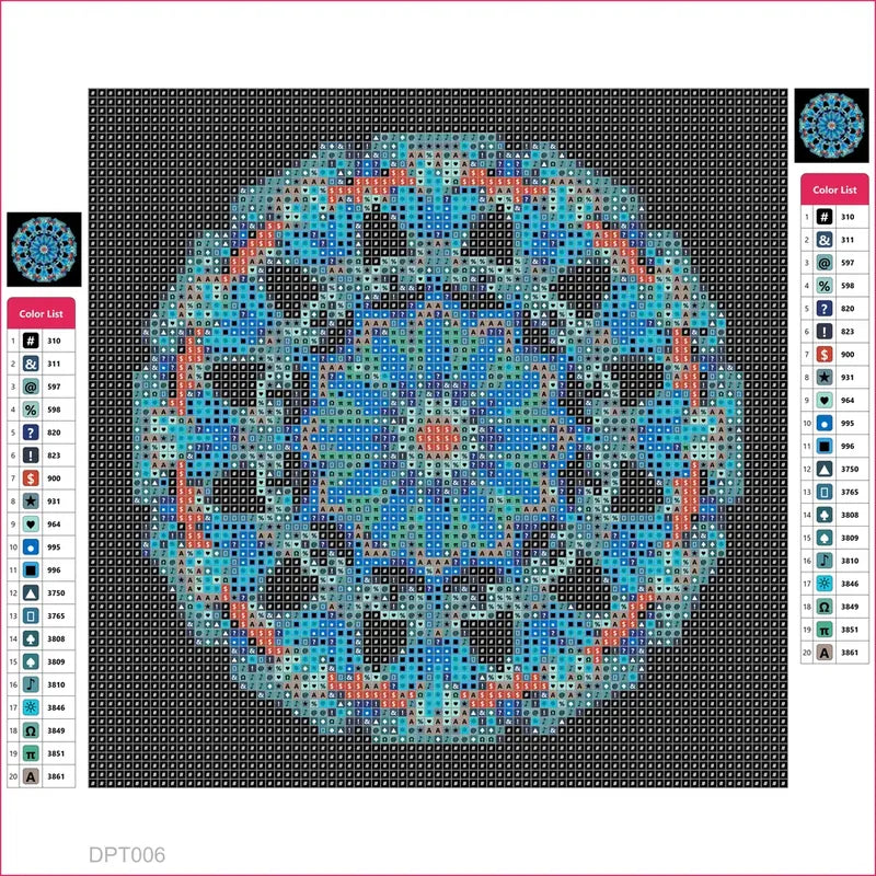 Blue Floral Mandala diamond painting adhesive canvas 20x20cm