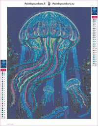 Thumbnail for Blue Jellyfish diamond painting adhesive canvas 30x40cm