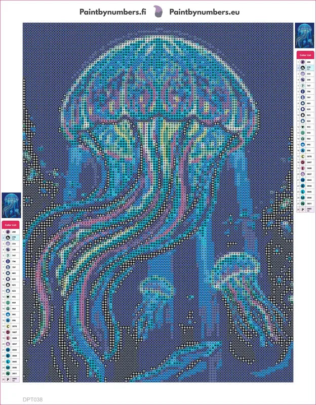Blue Jellyfish diamond painting adhesive canvas 30x40cm
