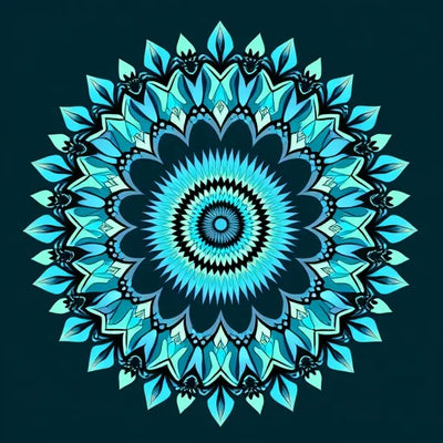 Blue mandala with geometric patterns