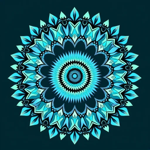 Blå mandala med geometriska former