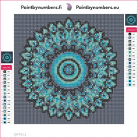 Thumbnail for Blue Round Mandala diamond painting adhesive canvas 20x20cm