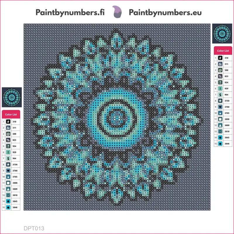 Blue Round Mandala diamond painting adhesive canvas 20x20cm