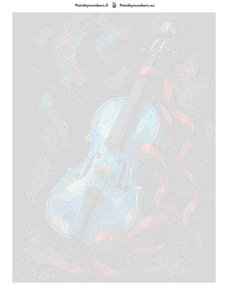 Numbered canvas - Blue Violin with Red Ribbon 60x80cm