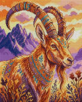 Thumbnail for Boho Ibex in Mountain Sunset, 40x50 cm diamond painting – full design preview without the close-up inset