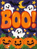Thumbnail for Ghosts, pumpkins and BOO text Halloween themed paint by numbers.