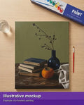 Thumbnail for Finished paint by numbers mockup - Books Vase and Persimmon 40x50cm