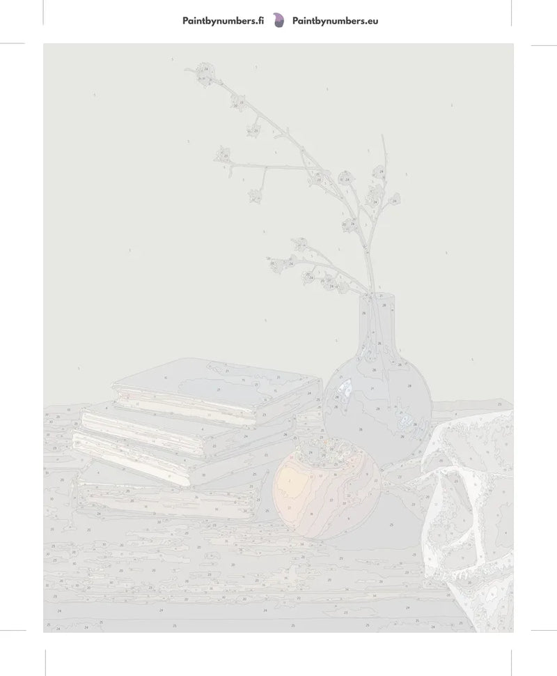 Paint by numbers numbered canvas - Books Vase and Persimmon 40x50cm