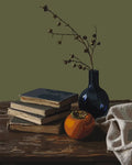 Thumbnail for Books, blue vase and persimmon paint by numbers.