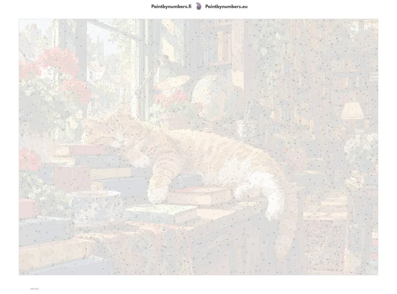 Paint by numbers numbered canvas - Bookshop Cat 70x50cm