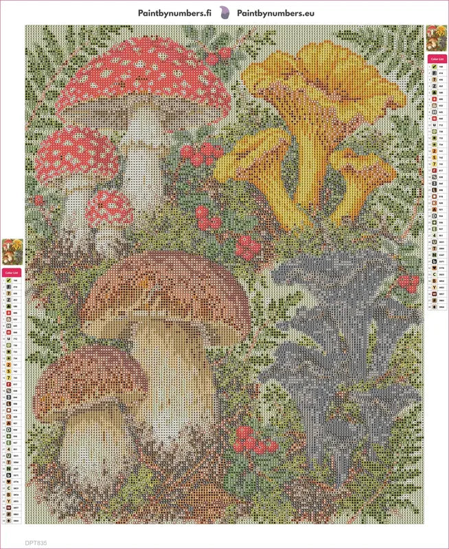 Diamond painting adhesive canvas preview - Botanical Mushroom Plate