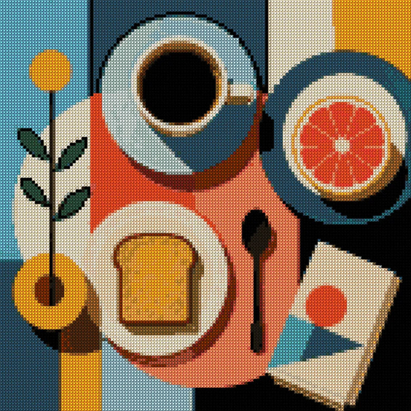 Diamond painting pattern chart - Breakfast Flat Lay