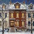 Thumbnail for Brick house in a snowy cityscape Paint By Numbers.
