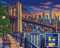 Thumbnail for Brooklyn Bridge Indigo Passage, 50x40 cm diamond painting – finished design preview with a close-up of square drills