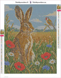 Thumbnail for Diamond painting adhesive canvas preview - Brown Hare in the Summer Meadow