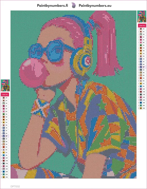 Bubblegum Pop diamond painting adhesive canvas 30x40cm