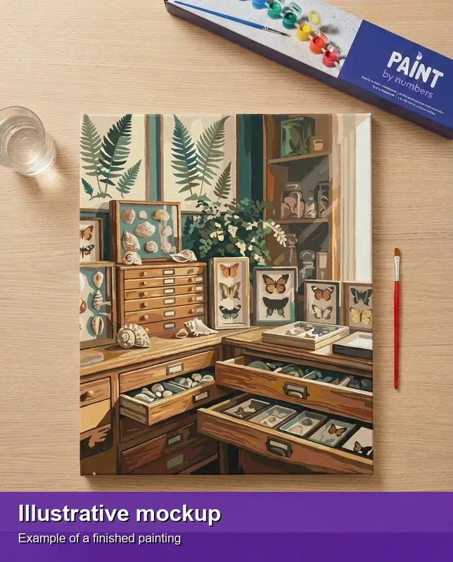 Illustration of the finished paint by numbers - Butterflies and Shells Collection 40x50cm