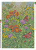 Thumbnail for Diamond painting adhesive canvas preview - Butterflies and Wildflowers Meadow