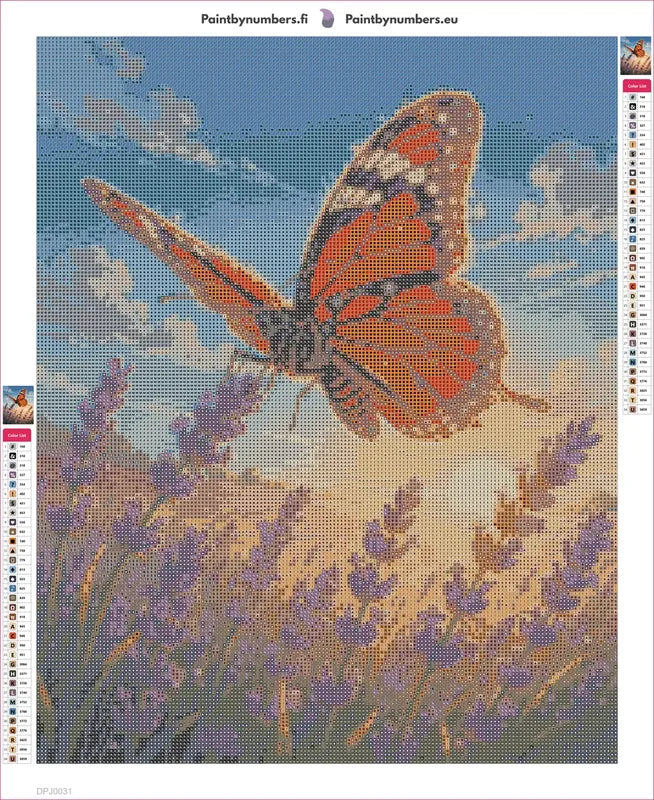 Butterfly on Lavender diamond painting adhesive canvas 40x50cm