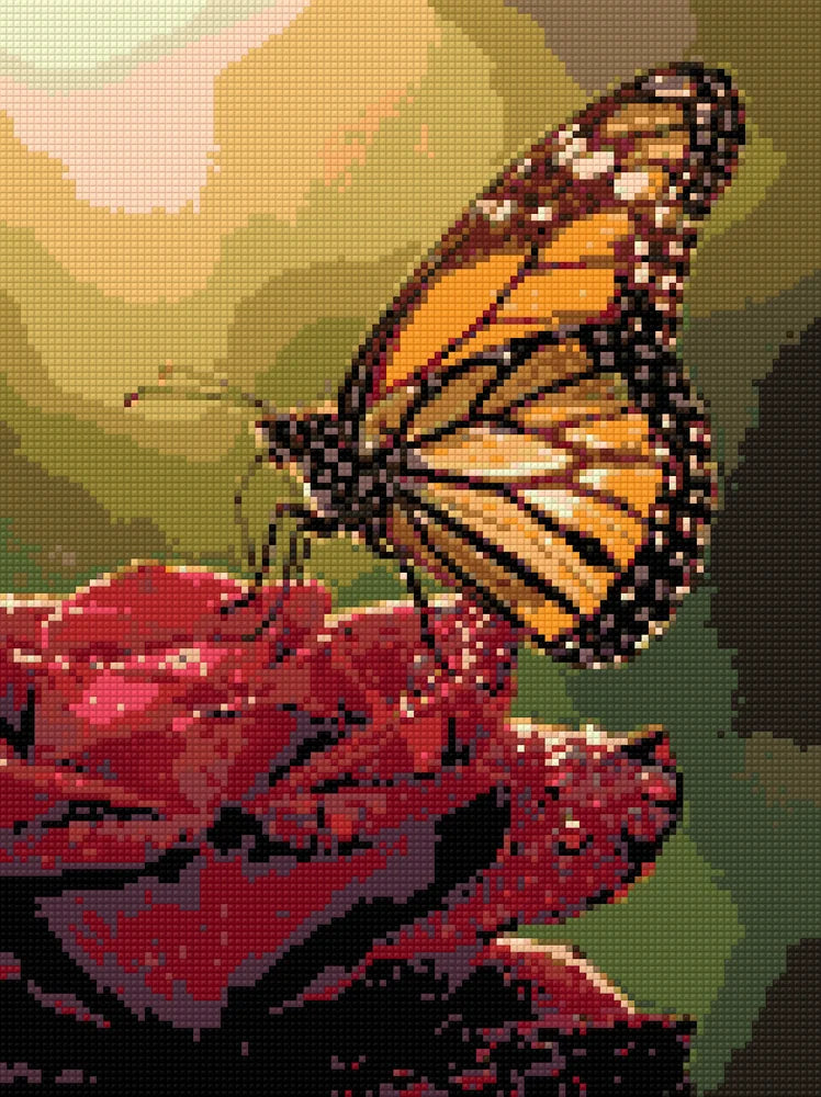 Diamond Pattern - Butterfly on Rose