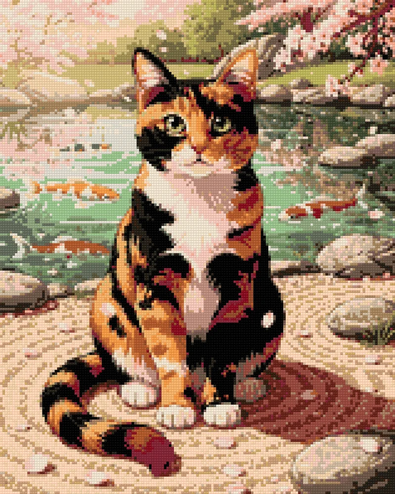 Diamond Pattern - Calico Cat by Pond