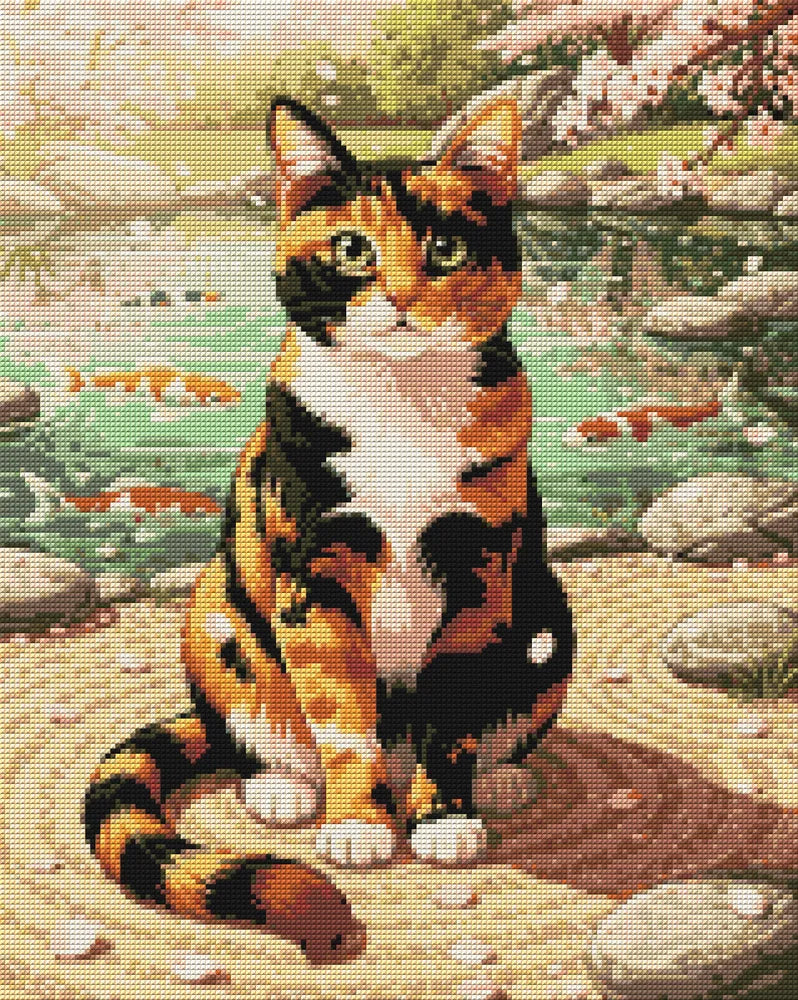 Diamond Pattern - Calico Cat by Pond