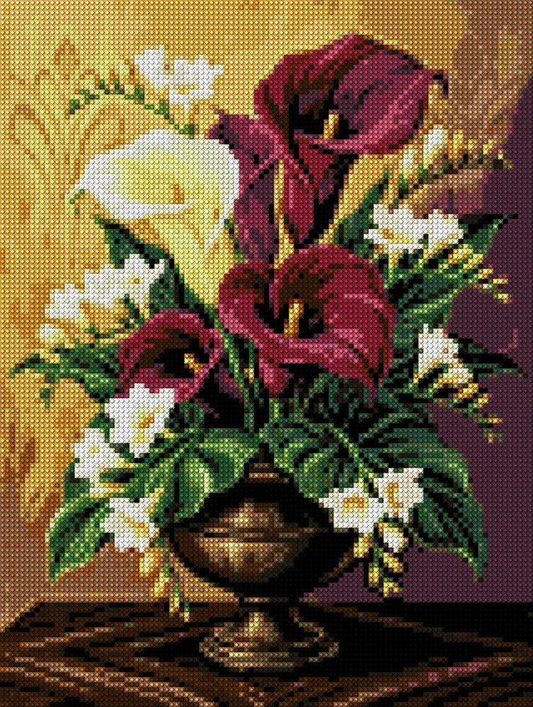Diamond painting pattern chart - Calla Lilies and Freesias