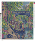 Thumbnail for Diamond painting adhesive canvas preview - Camden Canal Flower Boat