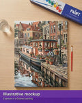 Thumbnail for Illustration of the finished paint by numbers - Canal Boat and Bicycle 40x50cm